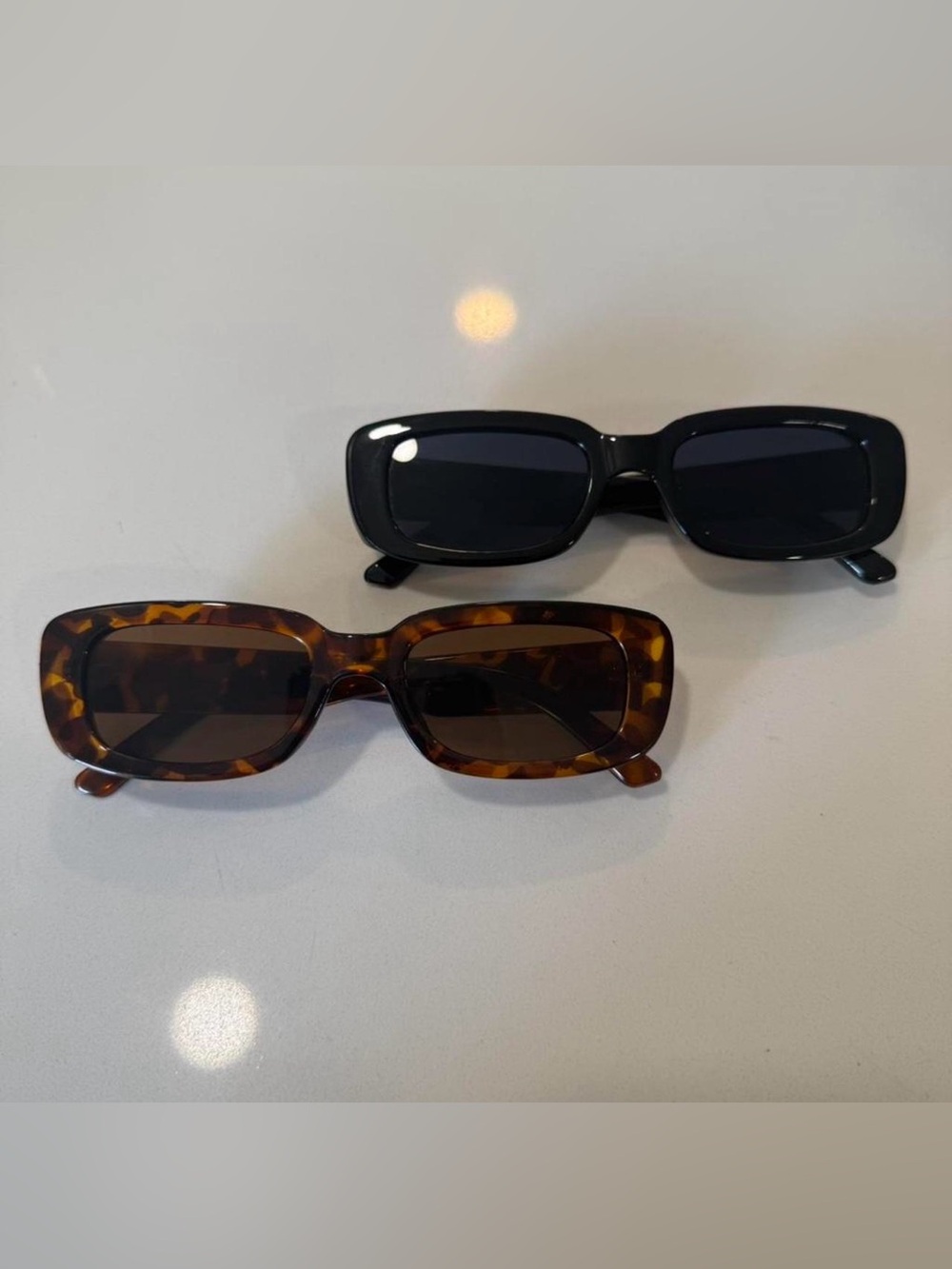 Classic Rectangular Sunglasses - Black and Tortoiseshell